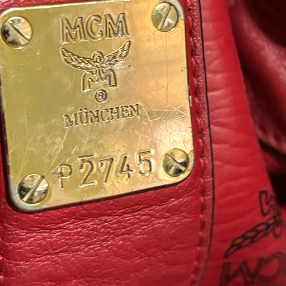 MCM visetos large Liz reversible shopper tote red ruby handbag - Picture 11 of 16